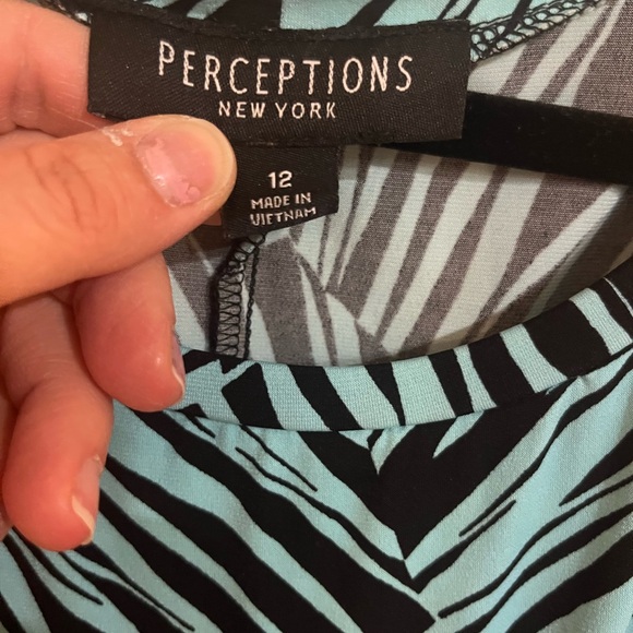 Perceptions Black and Aqua Zebra Print 2 piece Dress - Picture 5 of 11